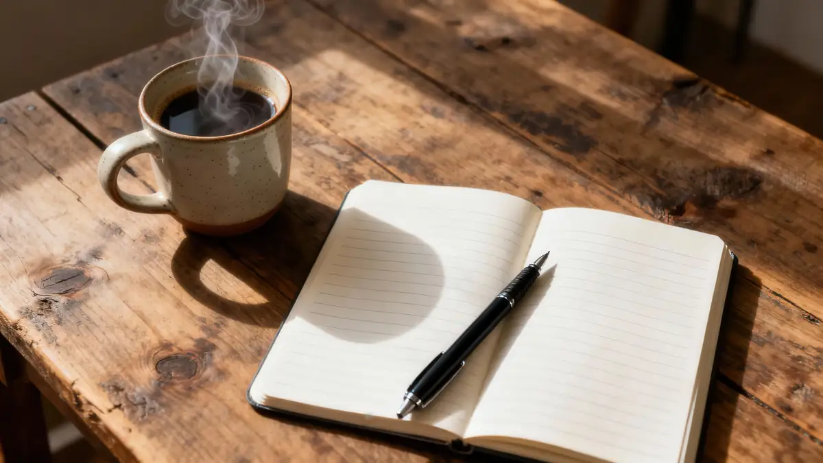 ノートとコーヒー、思考の時間